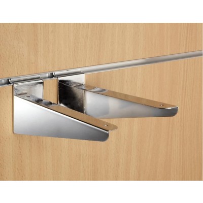 8" inch (20cm) Chrome Slatwall Wood Shelf Brackets (pair)