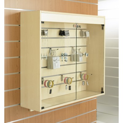 Wall Mounted Slatted Slatwall Showcase Cabinet - 1m wide