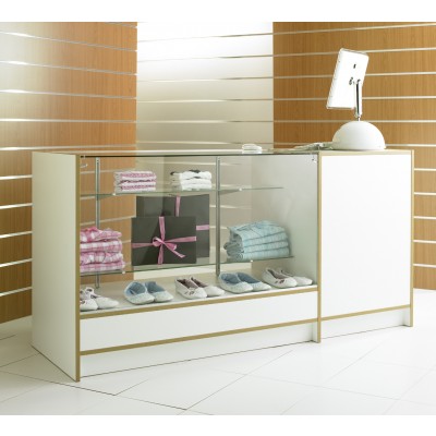 Three Quarter Vision Glass Combo Shop Counter / Retail Display Counter Cabinet - 6ft (180cm) wide