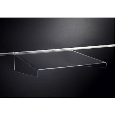 Clear Acrylic Slatwall Shelf with Supports - 150mm Deep