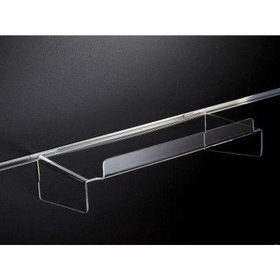 Clear Acrylic Slatwall Shelf with Supports and Lip - 150mm Deep