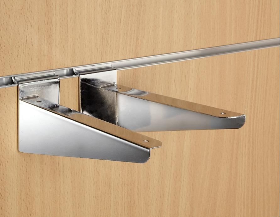 8 quot inch 20cm chrome slatwall wood shelf brackets pair 8 quot inch 20cm chrome slatwall wood shelf brackets pair