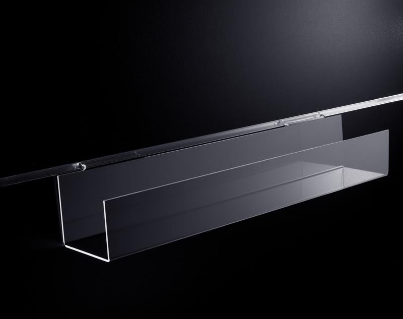Clear Acrylic Slatwall Narrow Accessory Shelf With Lip Clear Acrylic Slatwall Narrow Accessory Trough Shelf With Lip