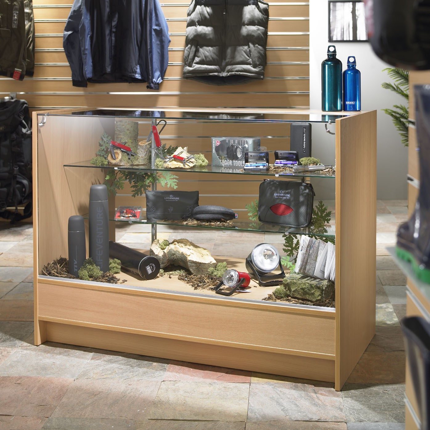 Three Quarter Vision Glass Shop Counter / Retail Display ...
