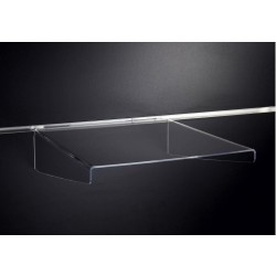 Clear Acrylic Slatwall Shelf with Supports - 150mm Deep