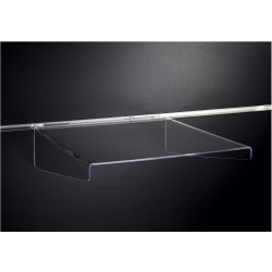 Clear Acrylic Slatwall Shelf with Supports - 300mm Deep