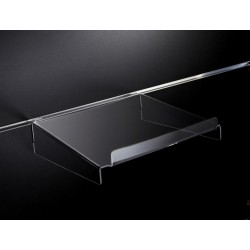 Clear Acrylic Slatwall Shelf with Supports and Lip - 300mm Deep